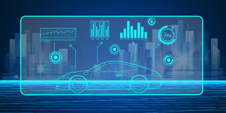 未来科技蓝色科技汽车投影展板背景